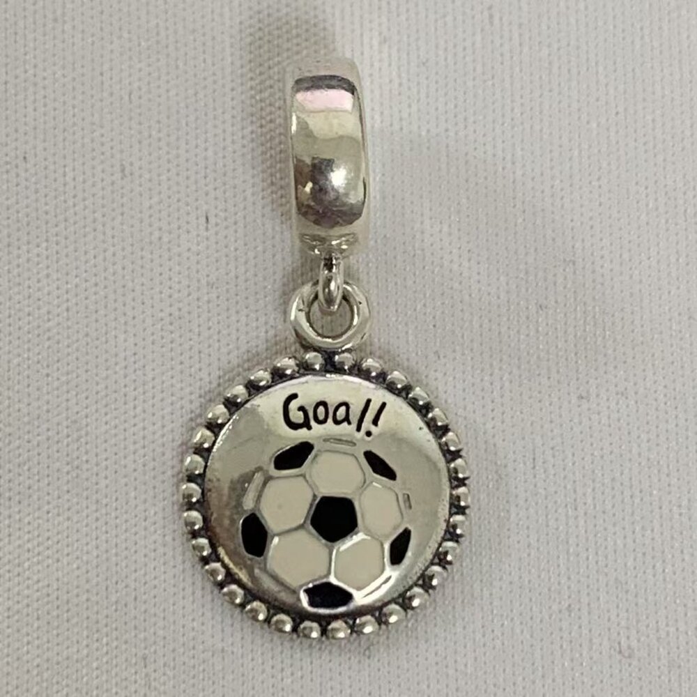 Pandora Goal! Football Charm Pandora  Soccer Dangle, S925 Silver Bracelets